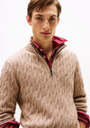 Tommy Hilfiger Classic Cotton Cable Knit Half Zip Sweater, Taupe