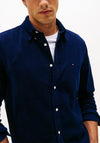 Tommy Hilfiger Flag Embroidered Corduroy Shirt, Imperial Navy
