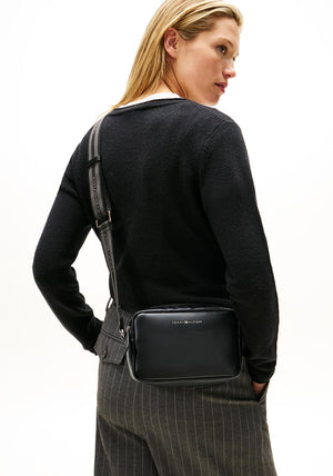 Tommy Hilfiger Webbing Logo Tape Camera Crossbody Bag, Black