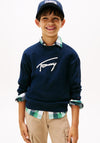 Tommy Hilfiger Boy Varsity Knit Long Sleeve Sweater, Navy