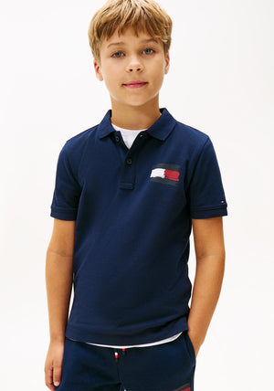 Tommy Hilfiger Boy Flag Short Sleeve Polo, Navy