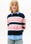 Tommy Hilfiger Girl Heart Relaxed Knit Jumper, Navy