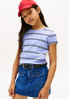 Tommy Hilfiger Girls Ribbed Short Sleeve Tee, Blue