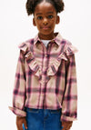 Tommy Hilfiger Girl Check Long Sleeve Blouse, Pink