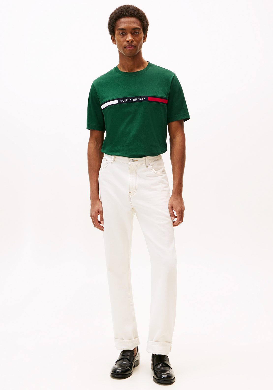 Tommy Hilfiger Logo Panel T-Shirt, Dark Green