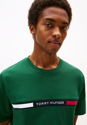 Tommy Hilfiger Logo Panel T-Shirt, Dark Green