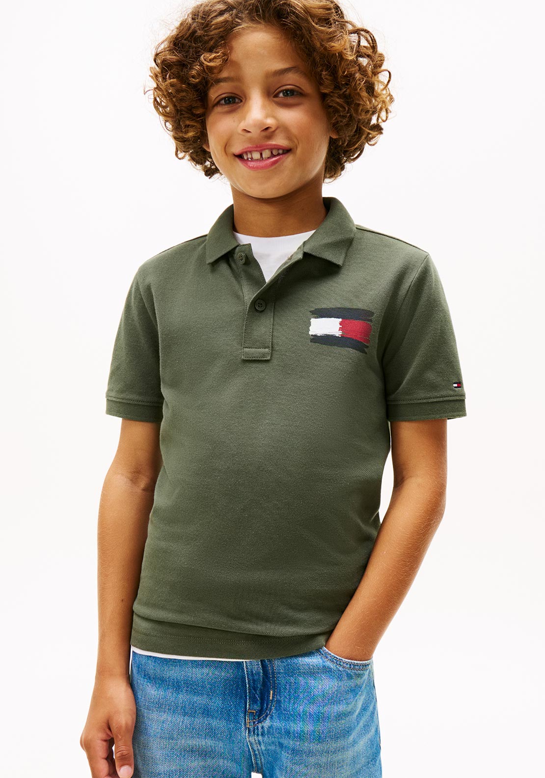 Tommy Hilfiger Boy Flag Short Sleeve Polo, Green
