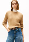 Tommy Hilfiger Womens Cable Fine Knit Jumper, Tan