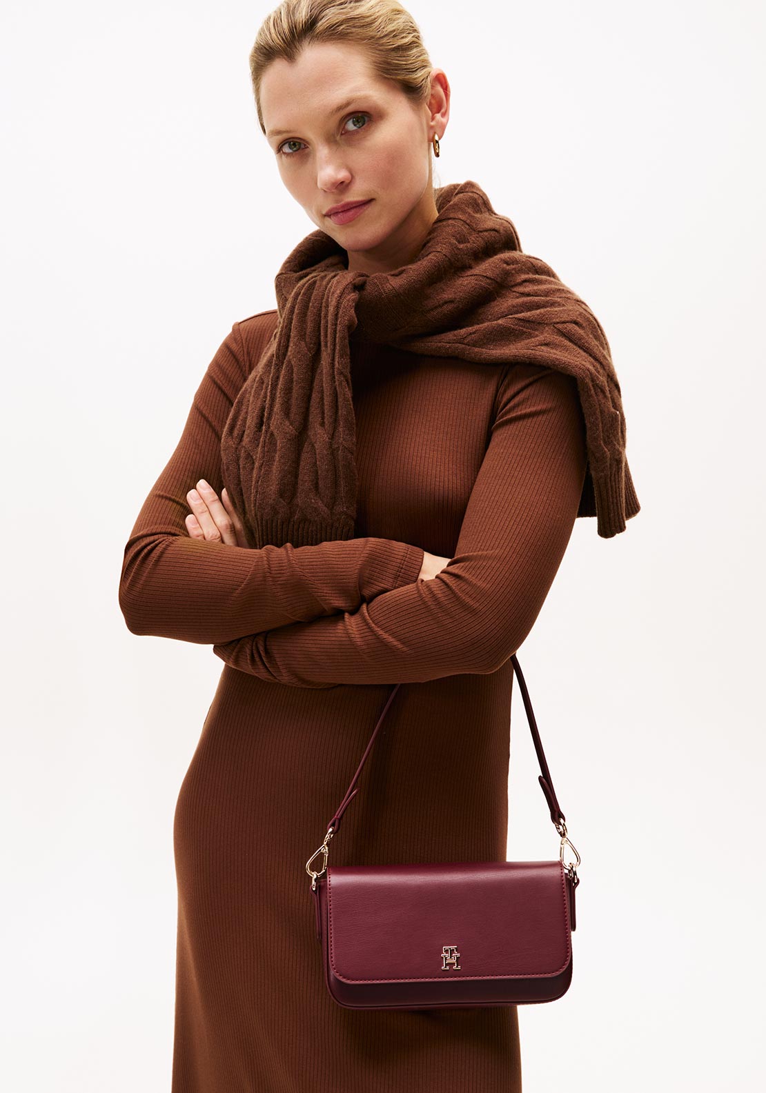 Tommy Hilfiger Convertible Crossbody Bag, Wine
