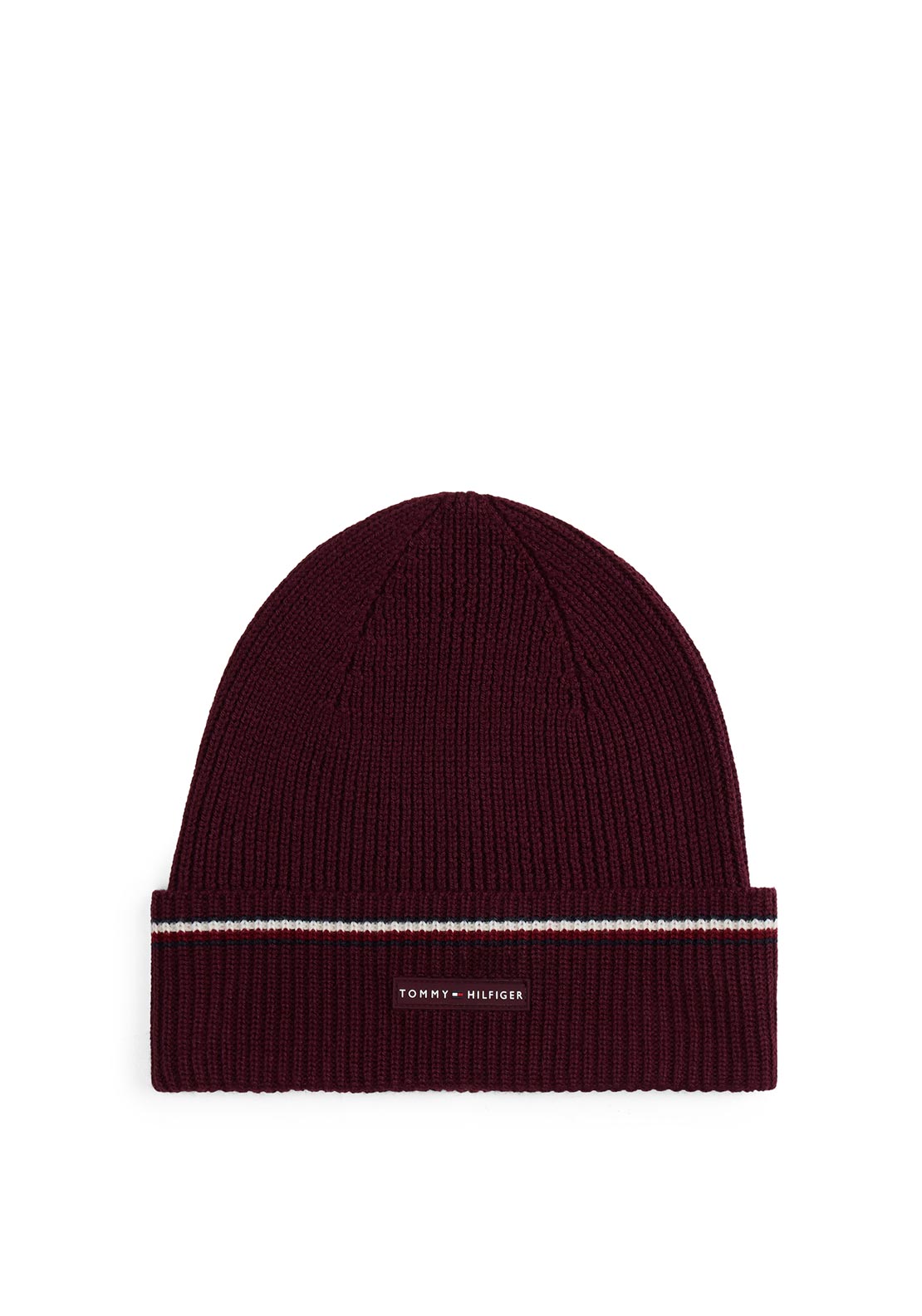 Tommy Hilfiger Signature Tape Wool Blend Beanie, Wine