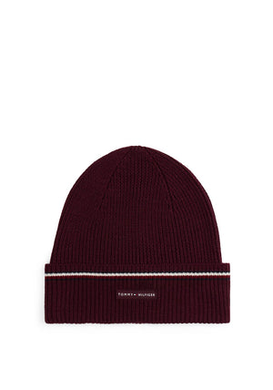 Tommy Hilfiger Signature Tape Wool Blend Beanie, Wine