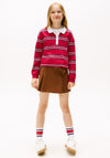 Tommy Hilfiger Girls Stripe Long Sleeve Polo, Red