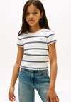 Tommy Hilfiger Girls Ribbed Short Sleeve Tee, Off White