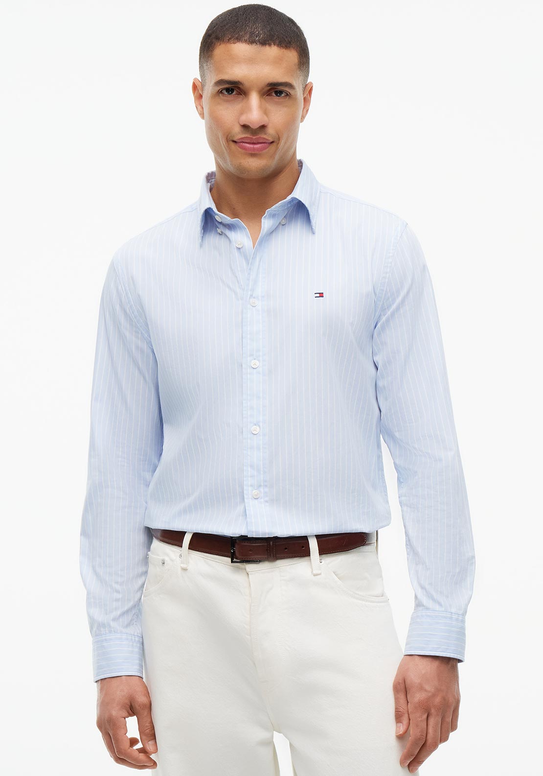 Tommy Hilfiger Flex Poplin Stripe Shirt, Sweet Blue