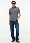 Tommy Hilfiger Liquid Cotton Stripe Polo Shirt, Navy & Ivory
