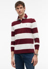Tommy Hilfiger Rugby Stripe Long Sleeve Polo Shirt, Burgundy & Ivory