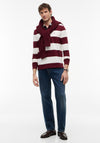 Tommy Hilfiger Rugby Stripe Long Sleeve Polo Shirt, Burgundy & Ivory
