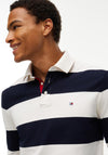 Tommy Hilfiger Rugby Stripe Long Sleeve Polo Shirt, Navy & Ivory
