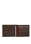 Tommy Hilfiger Corporate Leather Bifold Card & Coin Wallet, Dark Brown