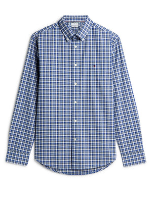 Tommy Hilfiger Flex Poplin Tartan Shirt, Ancient Blue Multi