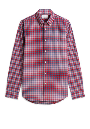 Tommy Hilfiger Flex Poplin Tartan Shirt, Medium Red Multi