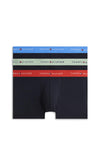 Tommy Hilfiger 3 Pack Signature Logo Cotton Stretch Trunks, Black & Blue Multi