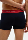 Tommy Hilfiger 3 Pack Signature Logo Cotton Stretch Trunks, Black & Blue Multi