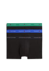 Tommy Hilfiger 3 Pack Signature Logo Cotton Stretch Trunks, Black & Green Multi