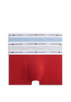 Tommy Hilfiger 3 Pack Signature Logo Cotton Stretch Trunks, Red Multi