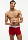 Tommy Hilfiger 3 Pack Signature Logo Cotton Stretch Trunks, Red Multi