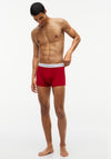 Tommy Hilfiger 3 Pack Signature Logo Cotton Stretch Trunks, Red Multi