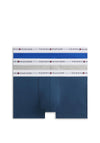 Tommy Hilfiger 3 Pack Signature Logo Cotton Stretch Trunks, Noble Blue Multi