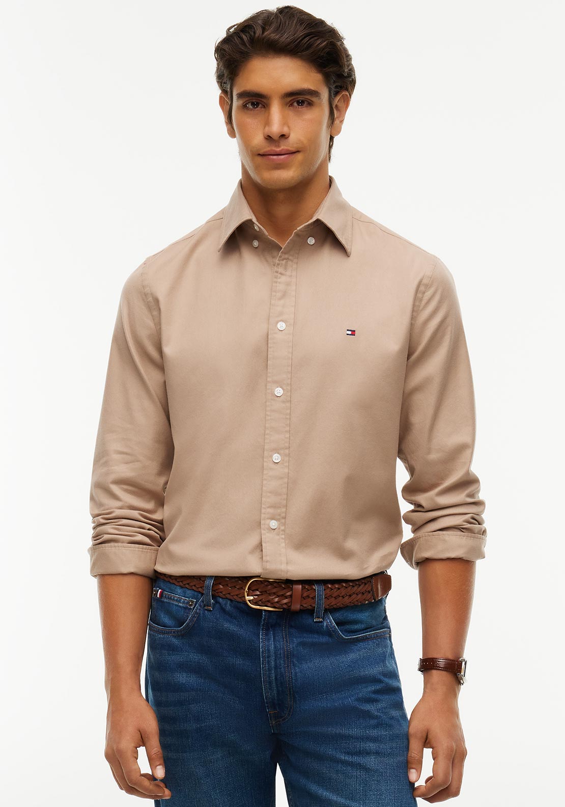 Tommy Hilfiger Flex Flannel Shirt, Taupe