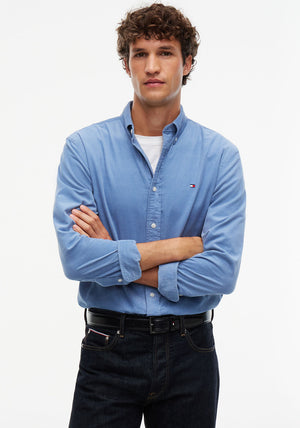 Tommy Hilfiger Flag Embroidered Corduroy Shirt, Brisk Blue