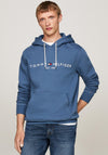Tommy Hilfiger Logo Drawstring Hoodie, Aegean Sea Blue