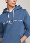 Tommy Hilfiger Logo Drawstring Hoodie, Aegean Sea Blue