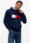 Tommy Hilfiger Embroidered Logo Flag Hoodie, Carbon Navy