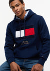 Tommy Hilfiger Embroidered Logo Flag Hoodie, Carbon Navy
