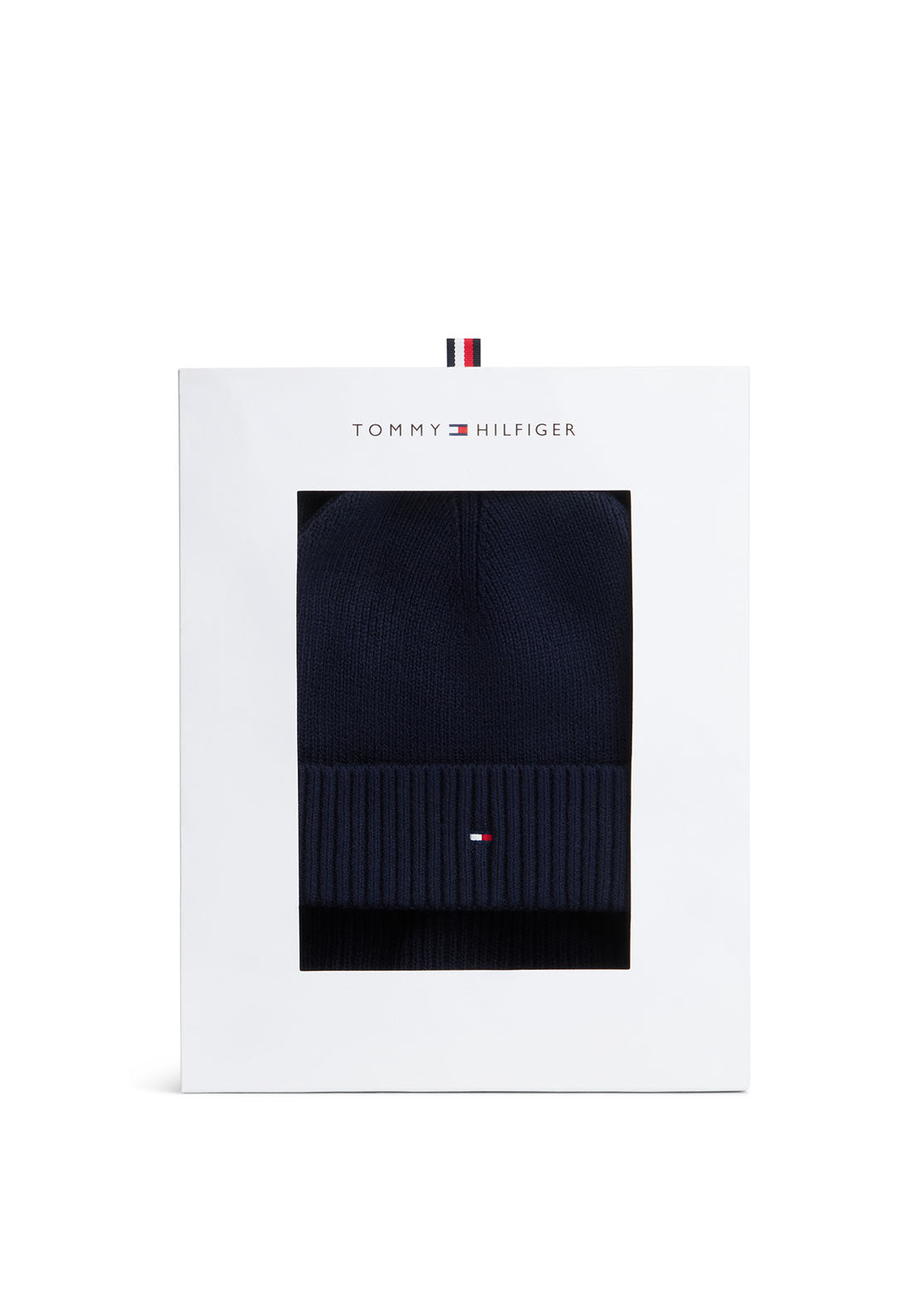 Tommy Hilfiger Flag Scarf & Beanie Gift Box, Navy