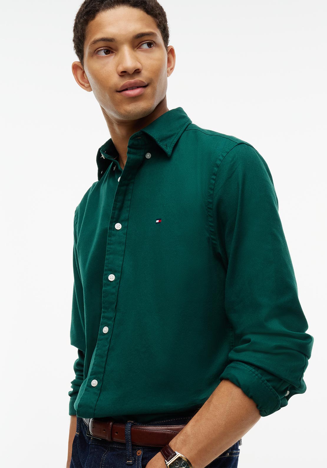 Tommy Hilfiger Flex Flannel Shirt, Ornamental Green