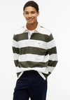 Tommy Hilfiger Essential Stripe Rugby Shirt, Huntsman Green & Ivory