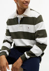 Tommy Hilfiger Essential Stripe Rugby Shirt, Huntsman Green & Ivory