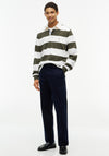 Tommy Hilfiger Essential Stripe Rugby Shirt, Huntsman Green & Ivory