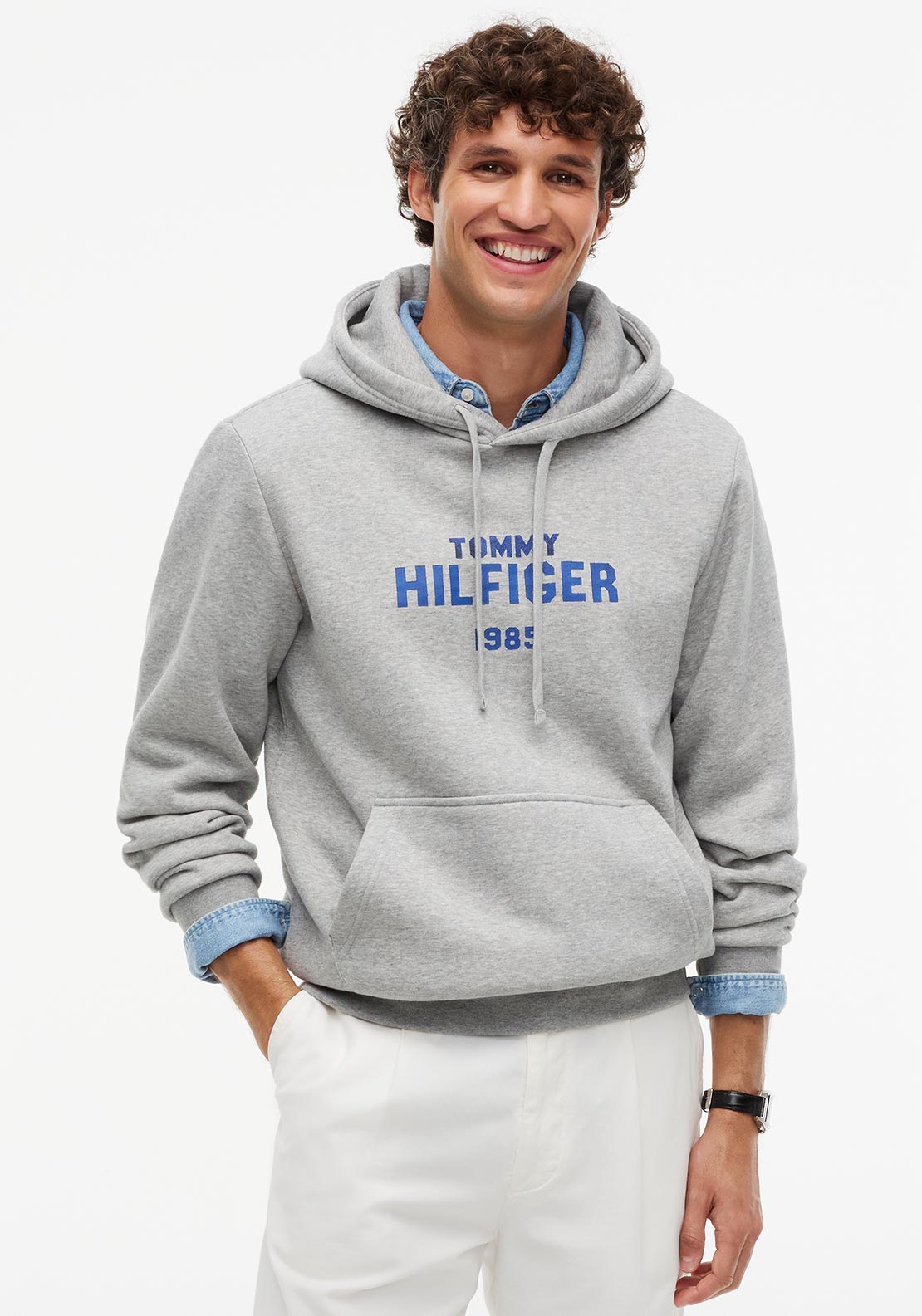 Tommy Hilfiger Logo Hoodie, Light Grey Heather