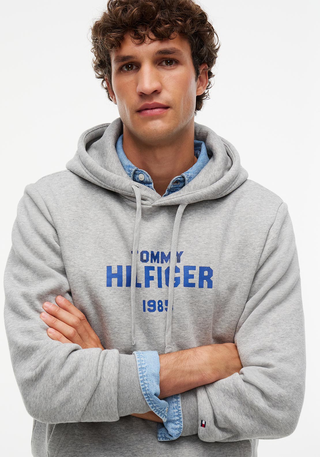 Tommy Hilfiger Logo Hoodie, Light Grey Heather