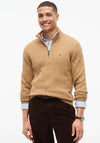 Tommy Hilfiger Classic Cotton Cable Knit Half Zip Sweater, Safari Brown