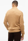 Tommy Hilfiger Classic Cotton Cable Knit Half Zip Sweater, Safari Brown