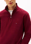 Tommy Hilfiger French Rib Quarter Zip Sweatshirt, Burgundy
