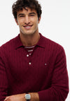 Tommy Hilfiger Cable Knit Polo Sweater, Burgundy