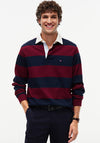 Tommy Hilfiger Essential Stripe Rugby Shirt, Burgundy & Carbon Navy